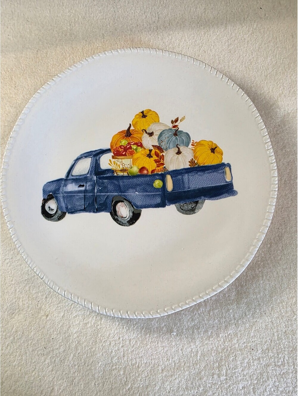 Ashland Fall Salad Plate Blue Pickup Truck Pumpkins Harvest 8.75” - Picture 2 of 6